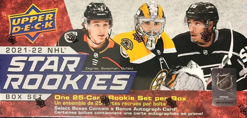 STAR ROOKIES 2021 2022 Hockey Limited Edition Factory Sealed 25 Card Rookie Set with Cole Caufield and Trevor Zegras and Jeremy Swayman PLUS Others